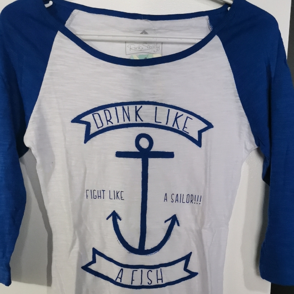 RockSteady Nautical Blue and White Long Sleeve Tee